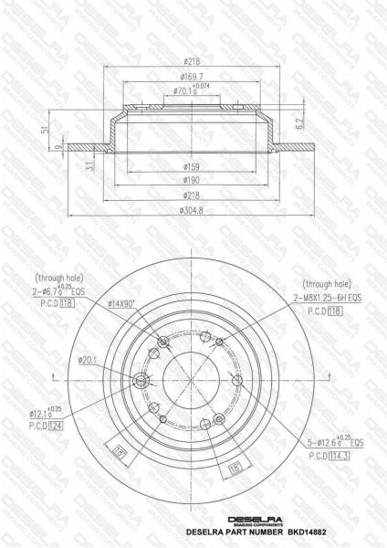 ACC20BDISCR24 - BRAKE DISC * REAR * 2.4 * 09-14