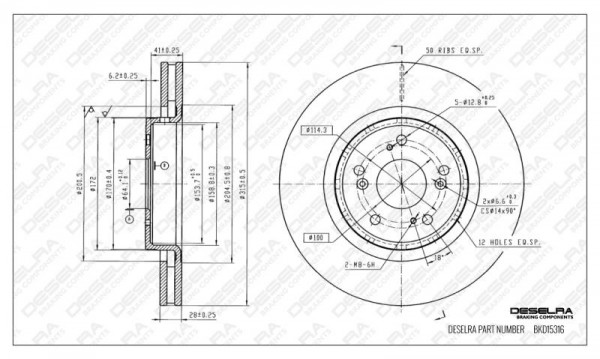CRV40BDISCF22 - BRAKE DISC * FRONT * 2.2 * 13-17