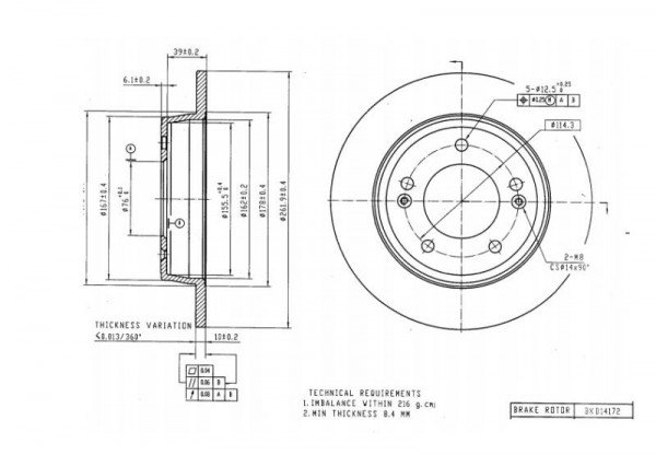 ELA50BDISCR - BRAKE DISC REAR * 5 HOLE * 11-16