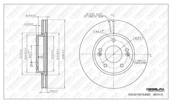 ELA50BDISCF - BRAKE DISC FRONT * 5 HOLE